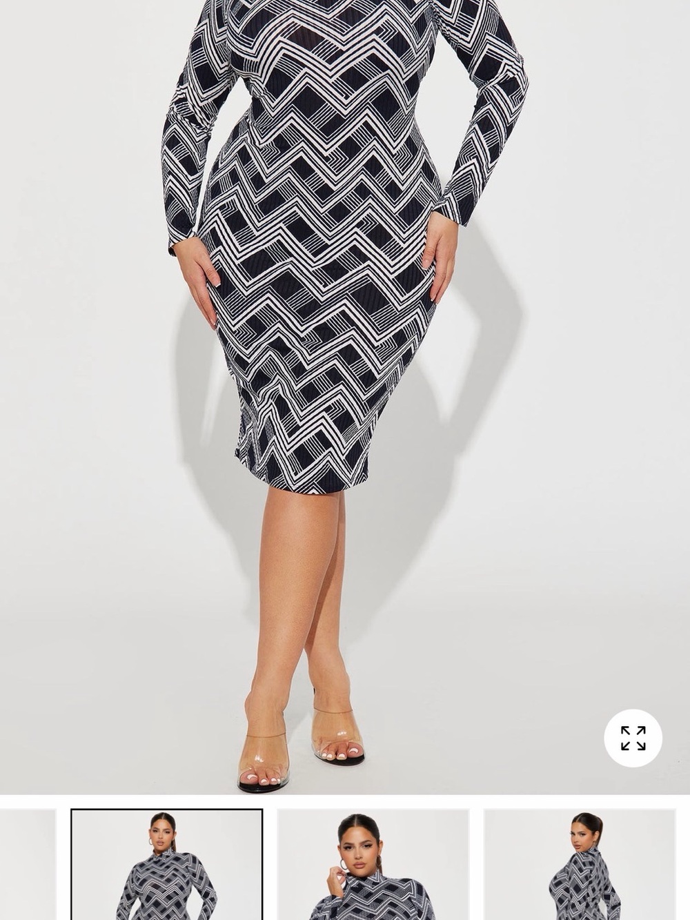 Fashion Nova Navy & White Chevron Pencil Dress bodycon